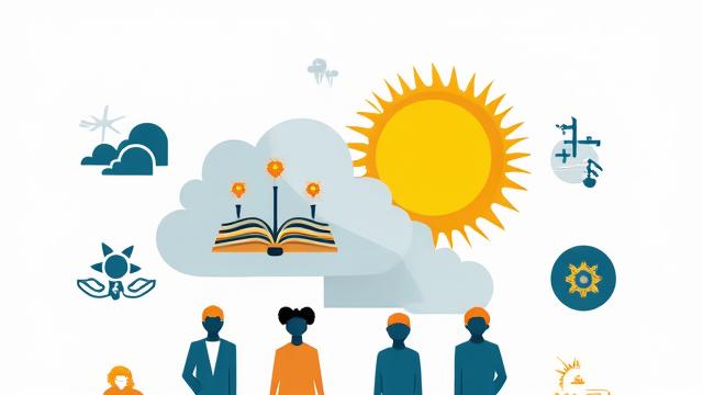 気象安全に関する公共教育イニシアティブを象徴する、理解しやすいグラフィックとアイコン